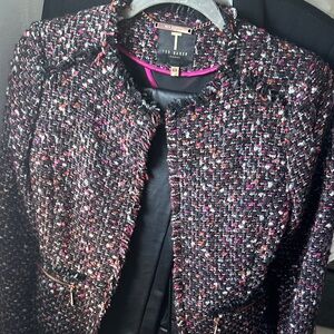 Ted Baker Women's Black and Pink Tweed Blazer